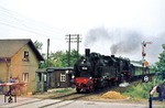 75 515 und 62 015 mit dem Sonderzug zum "Tag des Eisenbahners" südlich von Döbeln. (11.06.1977) <i>Foto: Wolfgang Bügel</i>
