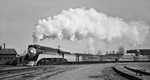 Eine class GS-4 der sog. "Golden State"-Lokomotiven für die Southern Pacific mit dem "Coast Daylight", der die 440 Meilen (rund 700 km) lange Strecke San Francisco - Los Angeles in 9,5 Stunden befuhr.  (1946) <i>Foto: Slg. Eisenbahnstiftung</i>