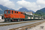 ÖBB 2095.04 in Bezau, dem Endpunkt der Bregenzerwaldbahn. (08.1979) <i>Foto: Will A. Reed</i>