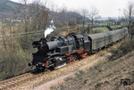 65 1031 mit einem Personenzug auf der Strecke Saalfeld - Arnstadt bei Quittelsdorf. (19.04.1976) <i>Foto: Robin Fell</i>