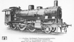 Lok "2107 Stettin", eine pr. P 6 (Baureihe 37), in einer Werbeanzeige von HANOMAG. Die abgebildete Lok besaß - wie auch ein paar weitere P 6 - bei Lieferung eine Lentz-Ventilsteuerung. Sie fiel 1919 als Reparationsleistung an die Italienischen Staatsbahnen, die ihr die Nr. 626 003 zuteilten. Die P6 / 626 der FS wurden wohl alle um 1937 ausgemustert. (1908) <i>Foto: Hanomag, Slg. Johannes Glöckner</i>