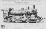 Lok "FRIGGA", eine 2-B Verbund-Lokomotive, für die Oldenburgische Staatsbahn. Die Lok "Frigga" mit der GOE-Nr. 205 war die erste S 5.2 dieser Bahn und wurde bei der DRG noch zur 13 1851. Da es auf der Karte nicht vermerkt ist, sei auf die Lentz-Ventilsteuerung und die (wohl nur bei der GOE verwendete) Anfahreinrichtung Bauart Ranafier hingewiesen, durch die sie sich von den preußischen S 5.2 (Flachschieber und Dultz-Wechselventil) unterschied.  (1909) <i>Foto: Hanomag, Slg. Johannes Glöckner</i>