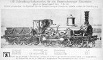 Diese 1 B Schnellzuglok für die Braunschweiger Eisenbahn - die einzige in Deutschland gebaute mit Innenzylindern und Doppelrahmen - zierte als 100. von Egestorff (später HANOMAG) gebaute Lok eine Werbepostkarte aus dem Jahr 1911. (1869) <i>Foto: Hanomag, Slg. Johannes Glöckner</i>