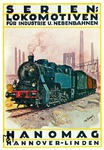 Werbeanzeige der Fa. HANOMAG für Industrielokomotiven auf Grundlage einer Zeichnung von W. Hermann. (1925) <i>Foto: Hanomag, Slg. Johannes Glöckner</i>