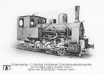 Für die 23 km lange und 1000mm Kreisbahn Emden - Pewsum - Greetsiel wurde Lok "PILSUM" abgeliefert. Sie war eine schmalspurige Variante der im Jahre 1906 von HANOMAG gebauten normalspurigen Heißdampf-T3 „6301 Hannover“ der KPEV und bis 1957 im Einsatz. (1909) <i>Foto: Hanomag, Slg. Johannes Glöckner</i>