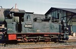 Die von der Trusebahn stammende 99 4532 wurde in Görlitz ausschließlich für Rangierarbeiten eingesetzt, da sie mit einer Höchstgeschwindigkeit von nur 25 km/h für den Streckendienst nicht geeignet war. (28.03.1978) <i>Foto: Wolfgang Bügel</i>