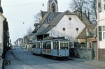 Straßenbahnwagen 74 in Heidelberg-Wieblingen. (02.1965) <i>Foto: Dieter Frank, Slg. D. Junker</i>