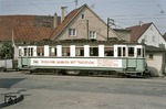 Tw 3 der Straßenbahn Esslingen–Nellingen–Denkendorf (END) an der Endstation in Neuhausen. (11.08.1973) <i>Foto: Dieter Frank, Slg. D. Junker</i>