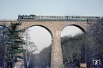 94 1730 mit Sonderzug N 42357 auf dem 168m langen und 40m hohen Eulenbachviadukt in Velbert auf der längst stillgelegten Strecke Wülfrath - Kettwig. (10.03.1973) <i>Foto: Wolfgang Bügel</i>