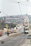 Tw 13 an der Pliensaubrücke in Esslingen. (11.08.1973) <i>Foto: Dieter Frank, Slg. D. Junker</i>