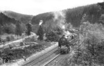 95 016 (Bw Suhl) auf Falschfahrt im Thüringer Wald bei Gehlberg. (1934) <i>Foto: DLA Darmstadt (Maey)</i>