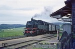 Ein einzelner Fahrgast erwartet den letzten dampfgeführten Reisezug nach Eslarn in Albersrieth. (02.06.1973) <i>Foto: Wolfgang Bügel</i>