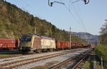 SZ 541-101 (Werbelok Leonardo da Vinci) mit Güterzug Richtung Ljubljana bei der Ausfahrt aus dem Bahnhof Borovnica. Rechts steht 363-022. (30.03.2014) <i>Foto: Stefan Jurasovits   </i>