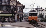Triebwagen Be 4/4 108 (Baujahr 1913) des Regionalverkehrs Oberaargau (RVO) im Bahnhof Aarwangen im Kanton Bern in der Schweiz. (03.10.1992) <i>Foto: Ulrich Neumann</i>