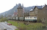 Zum 75-jährigen Jubiläum des Koblenzer Hauptbahnhofs rollte dieser Lokzug mit 111 058, 116 006, 144 507, 117 106, 144 183, 194 565 und 119 001 nach Koblenz.  (22.04.1977) <i>Foto: Wolfgang Bügel</i>