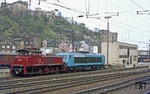 Für das Bahnhofsjubiläum waren in Koblenz bereits 160 005 und 202 004 aus Heidelberg bzw. Mannheim eingetroffen. (22.04.1977) <i>Foto: Wolfgang Bügel</i>