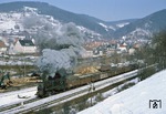 Nach Ausfahrt des P 18019 darf auch 95 0041 mit Dg 55445 den Bahnhof Rauenstein verlassen. (28.02.1979) <i>Foto: Wolfgang Bügel</i>