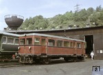 DT 0502 der Osthannoverschen Eisenbahnen (OHE) wurde 1968 vom Modell-Eisenbahn-Club Essen übernommen und ist hier im Eisenbahnmuseum Bochum-Dahlhausen zu Gast. (16.05.1971) <i>Foto: Johannes Glöckner</i>