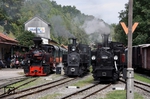 Treffen der Sonderzüge aus Steyr Lokalbf mit den Loks 764.007, 6 und 298.102 im Bahnhof Grünburg. (24.08.2012) <i>Foto: Stefan Jurasovits   </i>