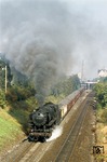 Die Ehranger 044 383 beschleunigt einen Kohlezug in Koblenz-Moselweiß. (02.10.1971) <i>Foto: Kurt Reimelt</i>