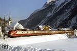 601 015/011 als Turnussonderzug Dt 13484 "Alpen-See-Express" im deutsch/österreichischen Grenzgebiet bei Scharnitz. (18.01.1987) <i>Foto: Joachim Bügel</i>