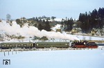 24 009 mit einem Sonderzug auf der Möhnetalbahn kurz vor Brilon Stadt. (12.02.1978) <i>Foto: Wolfgang Bügel</i>