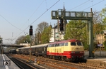 Am Zugschluss des Sonderzuges mit 01 2118 lief 218 105 der Westfrankenbahn mit, die maßgeblich für die Versorgung der elektrischen Aggregate im Zug sorgte. (24.04.2015) <i>Foto: Joachim Bügel</i>