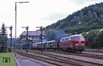 Anlässlich des 100-jährigen Streckenjubiläums verkehrte dieser Sonderzug mit 216 003 zwischen Brügge und Lüdenscheid. (09.08.1980) <i>Foto: Wolfgang Bügel</i>
