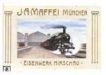 Handkolorierte Werbepostkarte der Fa. Maffei mit einer bayr. S 3/5 (BR 17.5) im alten Münchener Hauptbahnhof. (1911) <i>Foto: Werkfoto, Slg. J. Glöckner</i>