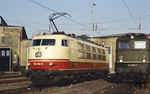 103 182 (Krauss-Maffei/Siemens) wurde am 05.01.1972 beim Bw München 1 in Dienst gestellt. Zwei Jahre später war sie im Bw Nürnberg Hbf zu Gast. (03.1973) <i>Foto: Prof. Dr. Willi Hager</i>