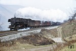044 674 (ex 44 1674, Schichau 1942) mit einem Güterzug bei Bullay auf dem Weg nach Ehrang. (14.03.1971) <i>Foto: C. Gammell</i>