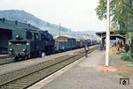 95 0027 wartet mit Dg 54445 im Bahnhof Hildburghausen auf die Weiterfahrt. (20.04.1981) <i>Foto: Wolfgang Bügel</i>