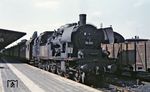 78 503 vom Bw Stralsund mit einer illusteren Wagengarnitur im Bahnhof Neubrandenburg. (08.1969) <i>Foto: Robin Fell</i>