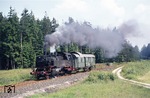 064 295-9 vor Ng 16185, besteht aus einem Güterzugbegleitwagen, am Haltepunkt Pfrentsch auf dem Weg nach Eslarn. (26.06.1973) <i>Foto: Peter Schiffer</i>