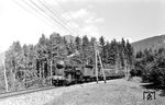 Mit einem Güterzug ist FS 741.205 im Pustertal bei Valdaora unterwegs. (31.08.1972) <i>Foto: Johannes Glöckner</i>