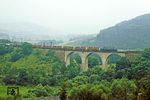 Mit Dg 53385 aus Bebra fährt eine 194 über das Viadukt bei Jossa südwärts. (08.08.1981) <i>Foto: Joachim Bügel</i>
