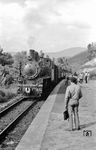 Ankunft eines Personenzuges mit PV 31 (Maffei 3350/1913) auf der meterspurigen Kohlebahn Ponferrada - Villablino in San Marina. (06.09.1972) <i>Foto: Johannes Glöckner</i>