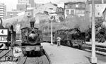 Schmalspurloks CP E164 (Henschel, Baujahr 1905) und CP E144 (Henschel, Baujahr 1931) im Bahnhof Porto-Trindade. (08.09.1972) <i>Foto: Johannes Glöckner</i>