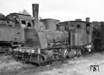 Die preußische T3 war bei der Bentheimer Kreis- bzw. Eisenbahn gleich sechsmal vertreten. Die Lok 4 „Nordhorn“ (Hohenzollern 2232/1908) wurde zum Jahresende 1956 ausgemustert. Hier wartet sie in Neuenhaus auf die Verschrottung. (10.1964) <i>Foto: Reinhard Todt</i>