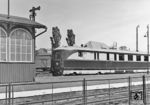 Der "Sassnitz-Express" FT 129 nach München im Bahnhof Bergen auf Rügen.  (1955) <i>Foto: Dreyer</i>