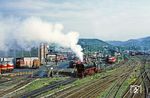 In Saalfeld verließ 44 0104 den Lokzug. Sie war übrigens die letzte ölgefeuerte 44er der DR unter Dampf. (14.06.1982) <i>Foto: Wolfgang Bügel</i>