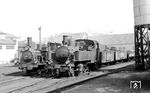 Für die meterspurige Companhia de Caminho de Ferro do Valle de Vouga (VV) im nördlichen Portugal lieferte die französische Firma Décauville 2 ursprünglich für Algerien vorgesehene 1'C-Tenderlokomotiven, 5 weitere Loks wurden von Orenstein&Koppel in Lizenz hergestellt. E 93 war eine Ursprungsfranzösin (Décauville, Baujahr 1910), Lok E 83 stammt von Kessler Esslingen, Baujahr 1887. (18.07.1973) <i>Foto: Johannes Glöckner</i>