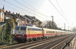 Grund des Besuchs in Düsseldorf-Oberbilk war allerdings der DPF 50 von Köln nach Papenburg, der mit der vorbildlich restaurierten E 10 1309 (113 309) unterwegs war. (12.03.2016) <i>Foto: Joachim Bügel</i>