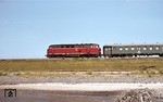 Die Vorserien 216 005 überquert mit einem Sonderzug den Hindenburgdamm, der das Festland mit der Insel Sylt verbindet. (15.07.1972) <i>Foto: Peter Schiffer</i>