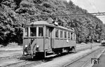 Ein elektrischer Triebwagen der Albtalbahn in Herrenalb, der sich noch im Ablieferungszustand von 1910 befindet. (07.1956) <i>Foto: Kurt Eckert</i>