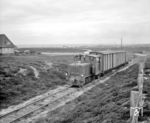 Diesellok 7 (DWK, Baujahr 1937) mit einem Güterzug bei Westerland. (13.05.1961) <i>Foto: Detlev Luckmann</i>