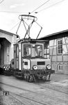 E-Lok 1 (BBC Mannheim, Baujahr 1913) der Straßenbahn Reutlingen. (08.1956) <i>Foto: Kurt Eckert</i>