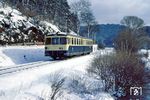 Aus Wiesbaden kommend nähert sich 515 528 als N 5670 dem Bahnhof Bad Schwalbach. (20.01.1983) <i>Foto: Joachim Bügel</i>