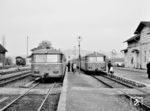 Schienenbustreffen in Malsfeld an der Strecke Eschwege - Treysa. (09.04.1967) <i>Foto: Detlev Luckmann</i>