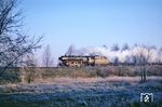 Die Ottbergener 044 381 mit einem Güterzug kurz vor Braunschweig Rbf. (27.02.1975) <i>Foto: Dr. Uwe Knoblauch</i>
